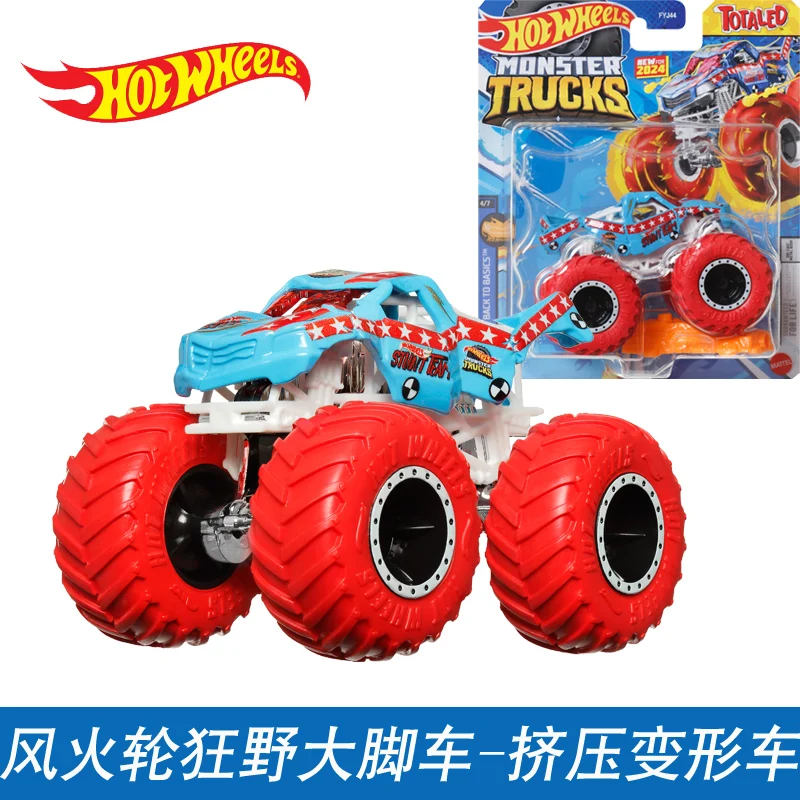 Original Hot Wheels Car Monster Trucks 1/64 Toys for Boys Diecast Race Ace Big Foot Flints Tones Totaled Chevrolet Pickup Gift