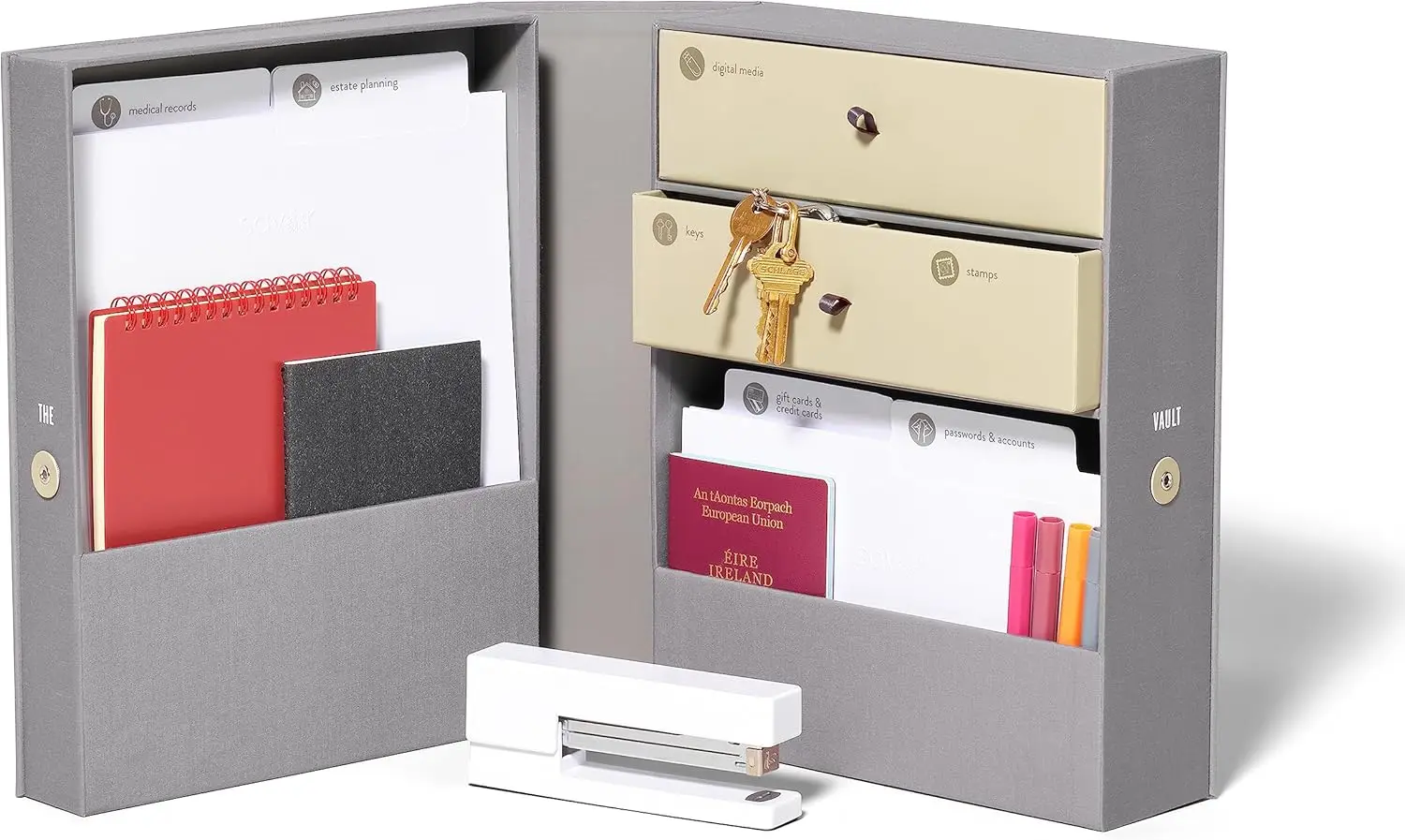 

All-in-One Desk Organizer in Slate Gray – Keep Office and Home Organized with Storage for Files, Stationery, and Supplies