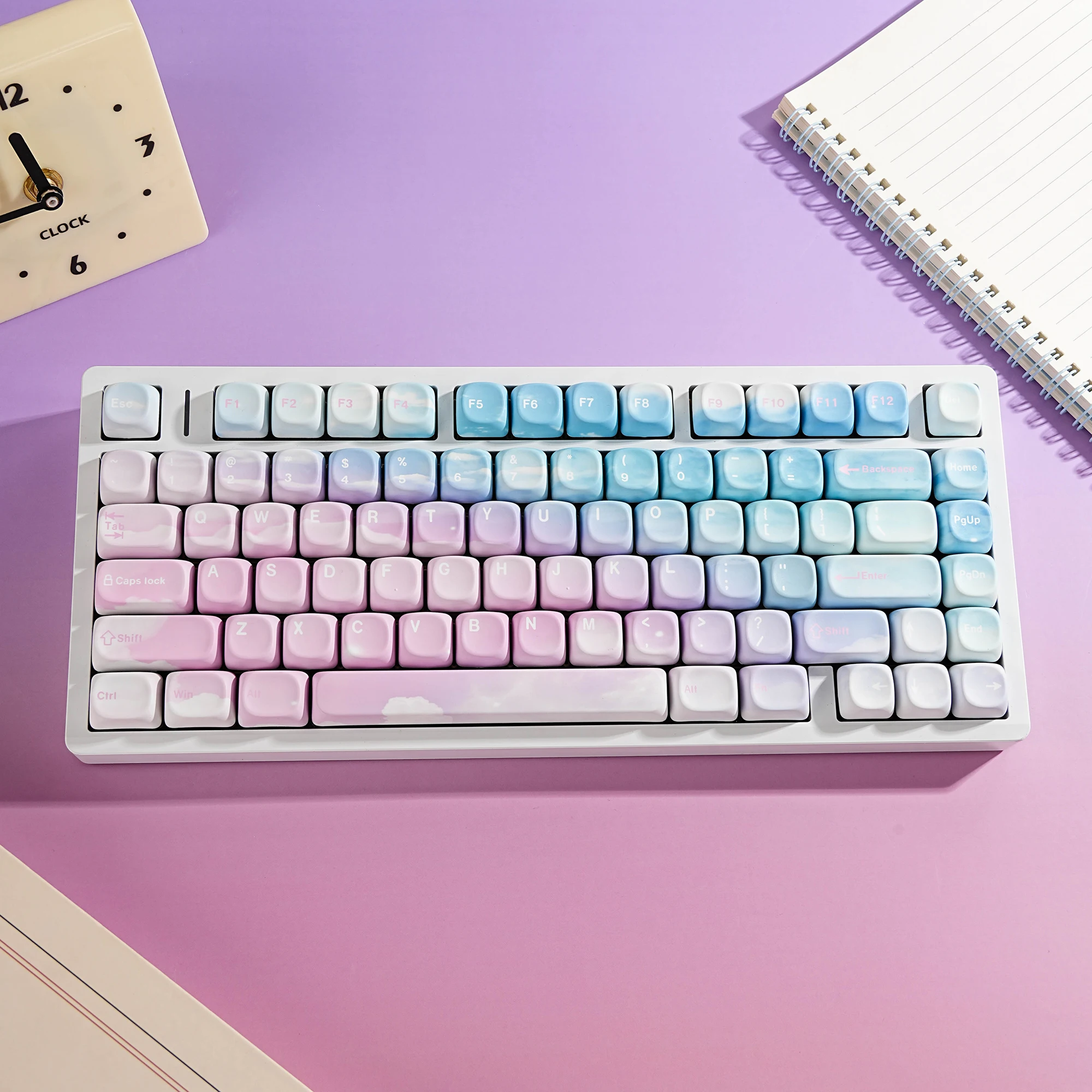 Klawisze Moa Profile PBT 7u Alice Split Space Keys Dye-Sub ISO Layout Koreański Niemiecki Hiszpański Brytyjski Francuski Brazylijski Dreamy Sky Keycaps — zdjęcie produktu 3