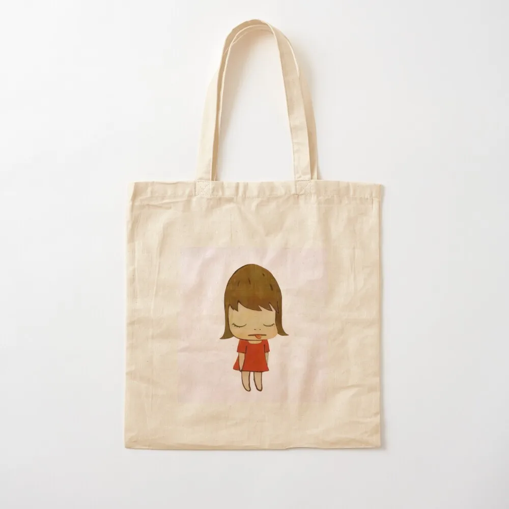 Yoshimoto Nara cute baby girl in a red dress Paint tongue Tote Bag Canvas stote bag tote bag screen handbag Canvas Tote