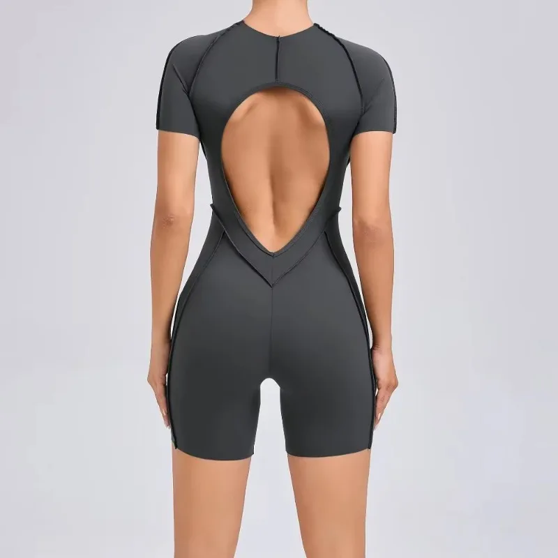 Seamless Yoga Jumpsuit Sports Fitness Splicing Hip-lifting One-Piece Tight Hollow-out Beauty Backless Outdoors Gym Yoga Bodysuit