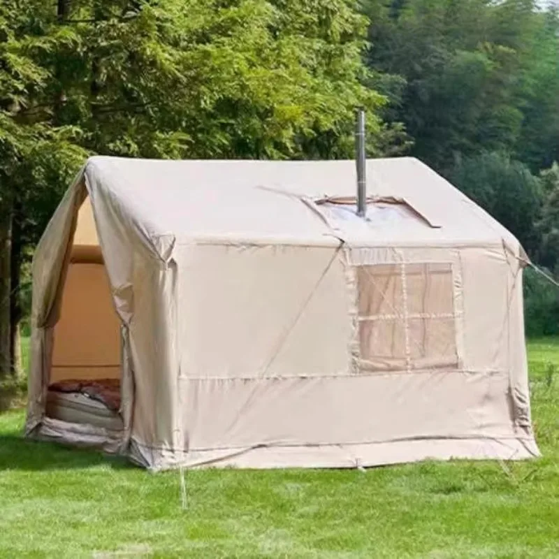 2025 The Light Colour Air Inflatable Cabin Tent For Family Outdoor Camping With Stove Hole For Winter