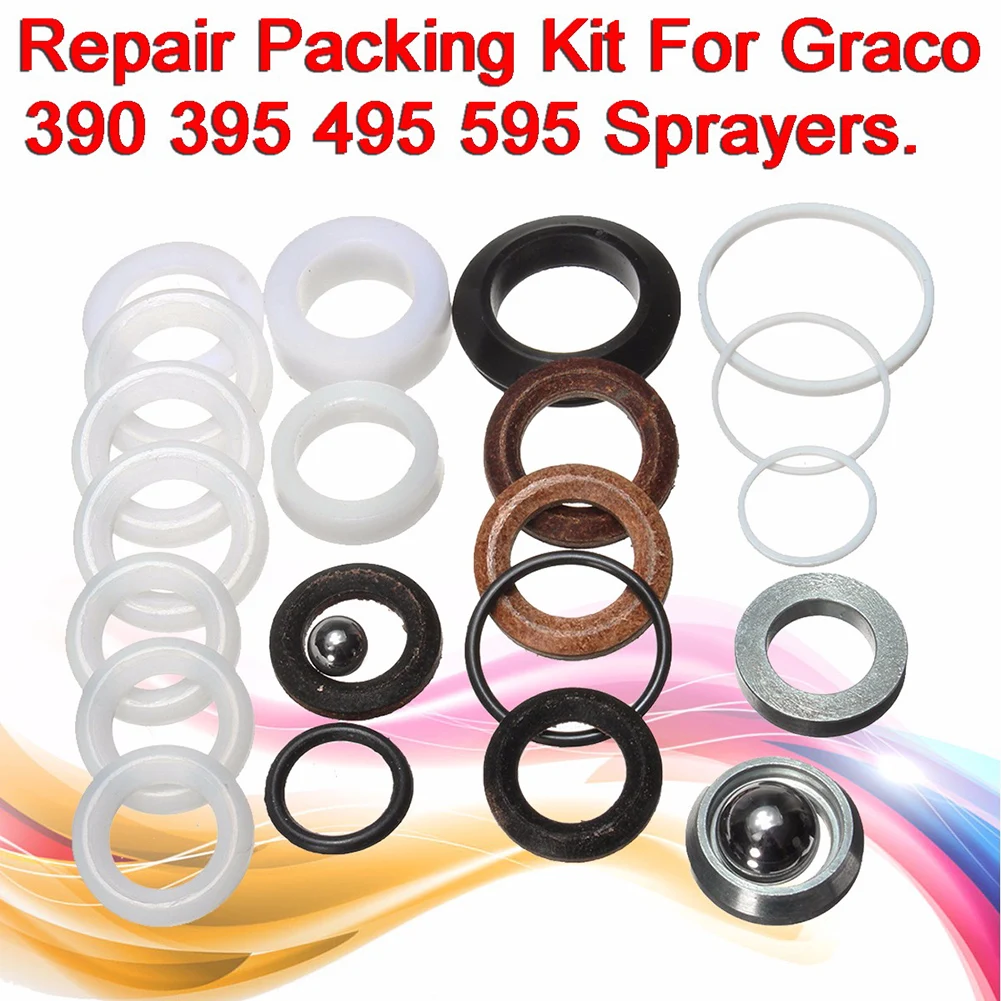 23pcs Paint Sprayer Seal Ring Repair Kit 13mm-29mm For Graco 390 395 490 495 595 For Paint Sprayer O Rings Gasket Repair Set