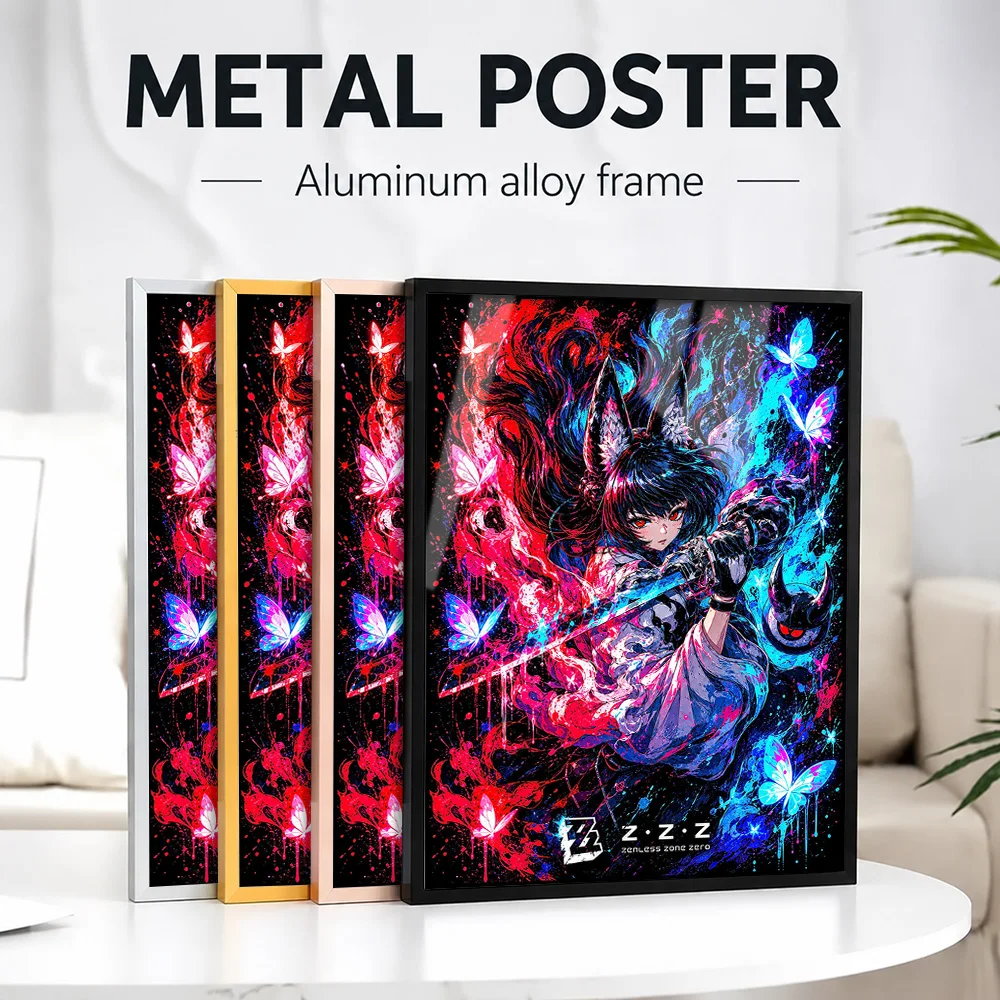 Zenless Zone Zero Miyabi Fan Design Framed Metal Print Personalized Photo Dark Fantasy Style Wall Art For Studio Birthday Gift