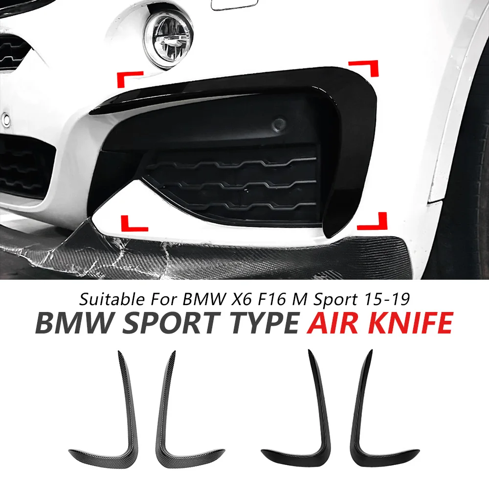 

Накладка на передний бампер для BMW X6 F16 2015-2019, глянцевый черный спортивный бампер, боковой спойлер, накладка, автоаксессуары