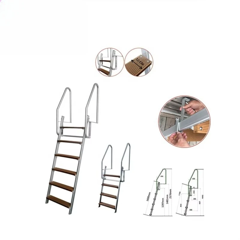 4 and 6 Steps  Steel Swimming Pool Ladder Steel Dock Ladder Iron Step Swim Ladder