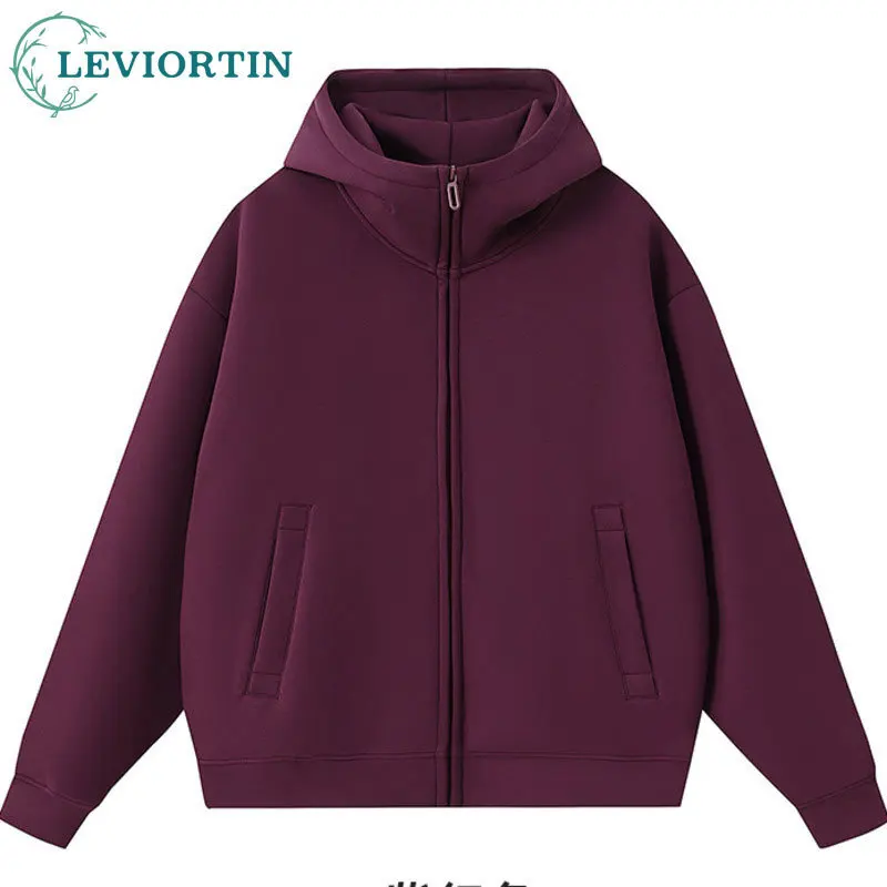 

Autumn and winter fashion trend hooded zipper jacket for men and women, Japanese workwear thick, loose cardigan sweatshirt
