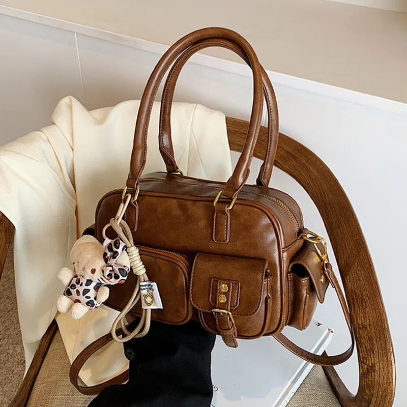 Bolsos Vintage de cuero PU con bolsillos dobles para axilas para mujer 2024 Y2K nuevo bolso de hombro de lujo bolsos y monederos para mujer