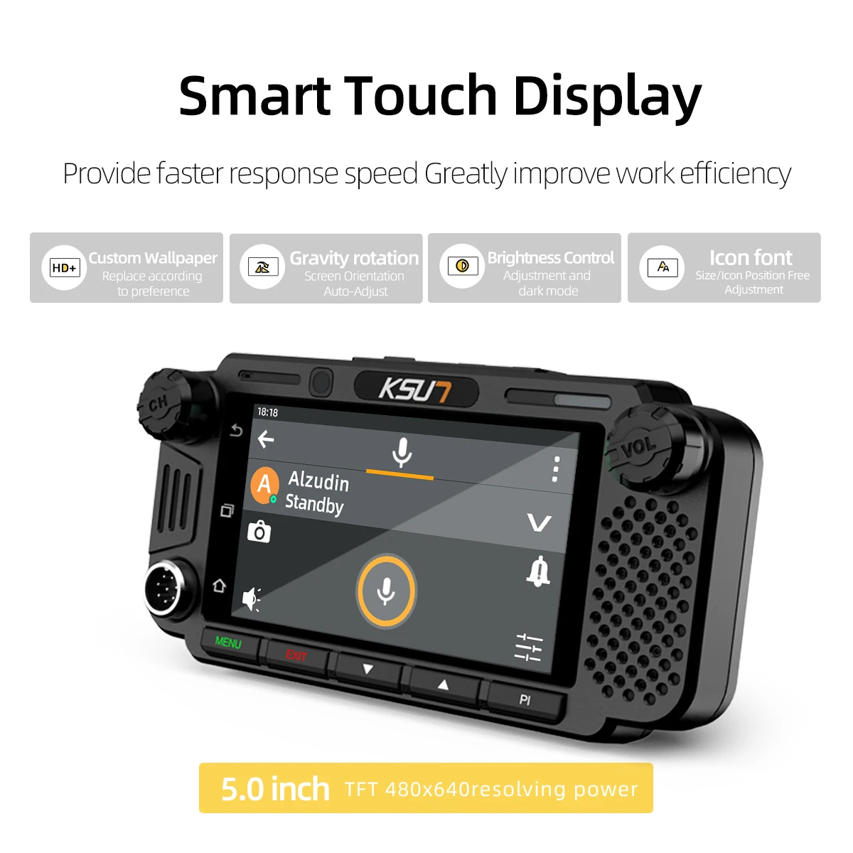 KSUN ZL58 Estación visual para vehículos Cámaras duales Pantalla táctil 4G POC Walkie Talkie NFC Radio para automóvil Compatible con la aplicación ZELLO