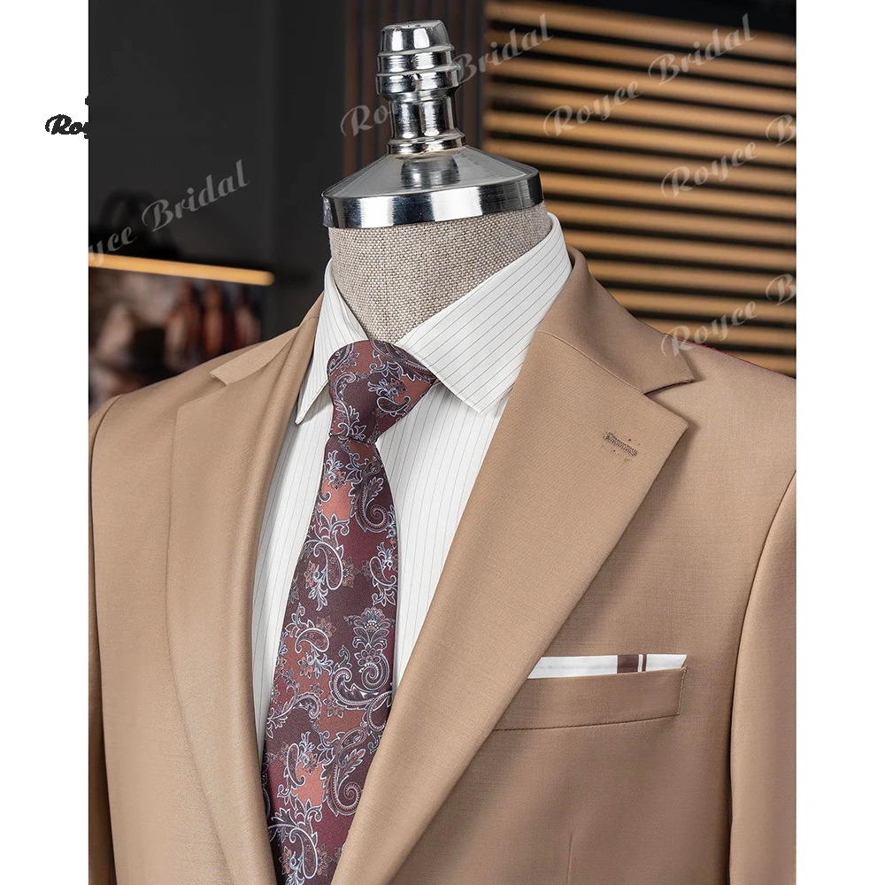 Cáqui notch lapela duas peças terno de casamento masculino 2026 único breasted terno de noite de negócios personalizado trajes para hombre