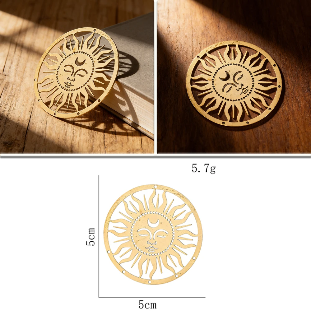Copper Sun Pendant Charm Metal Sun Face Finding for DIY Jewelry Making Necklace Keychain Bag Decor Craft Supplies Gift Hot