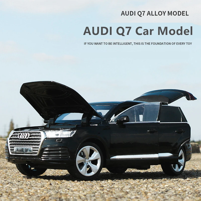 Audi Q7 SUV Modelo de Carro de Liga, Diecasts Veículos Metálicos, Alta Simulação, Som e Luz, Brinde Infantil, 1:32