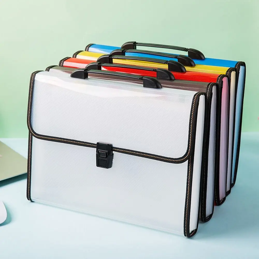 

Practical Plastics Paper File Organizer With Handle Large Capacity Briefcase A4 FC Size File Folder Stationery Dustproof