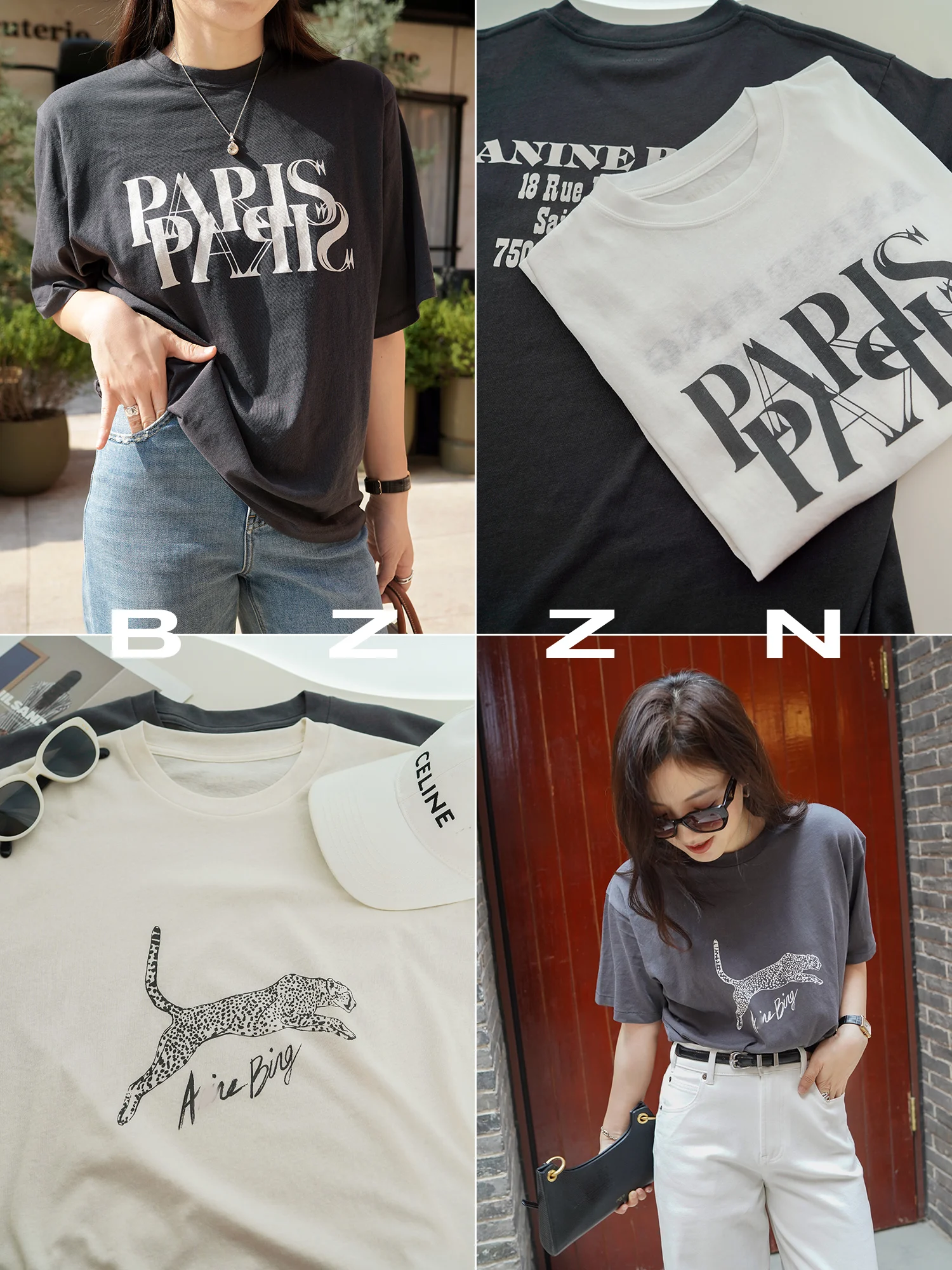 

Летняя легкая футболка BZZN из смесового хлопка и полиэстера с принтом ручной вышивки, свободного кроя, повседневная, для женщин