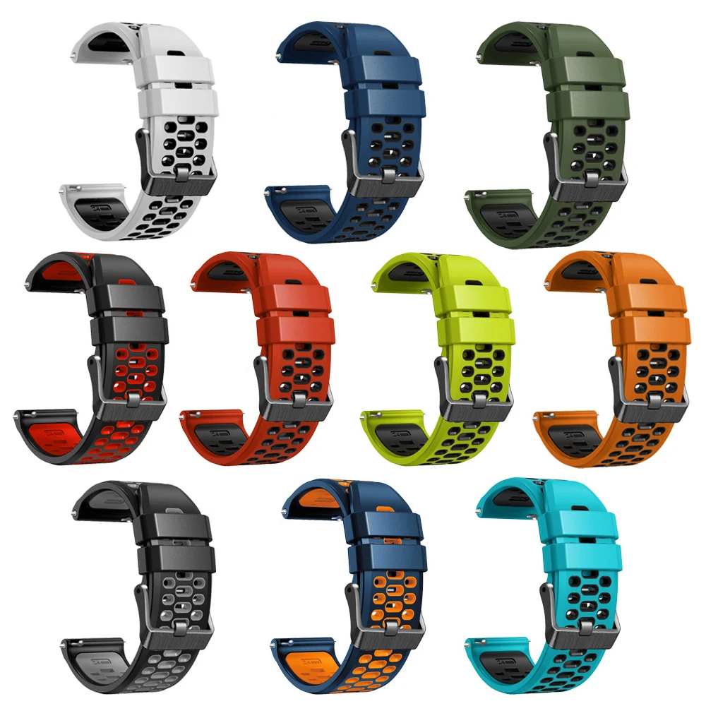 Correa de silicona para reloj inteligente Zeblaze Ares 3, pulsera deportiva transpirable de dos tonos, 24mm, Ares3