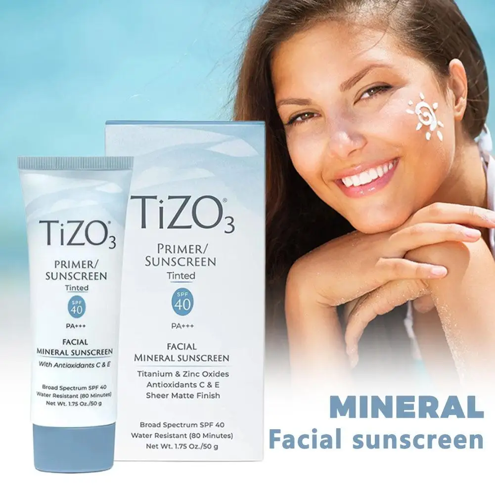 Tizo3 SPF 40 Protector solar facial mineral Primer de óxido de zinc puro Control de aceite Impermeable de larga duración Cuidado diario no comedógeno