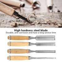 4Pcs/set Professional Wood Carving Chisels 6/12/18/24mm Set Woodworking With Ergonomic Wood Carving Tools DIY Auxiliary Tools