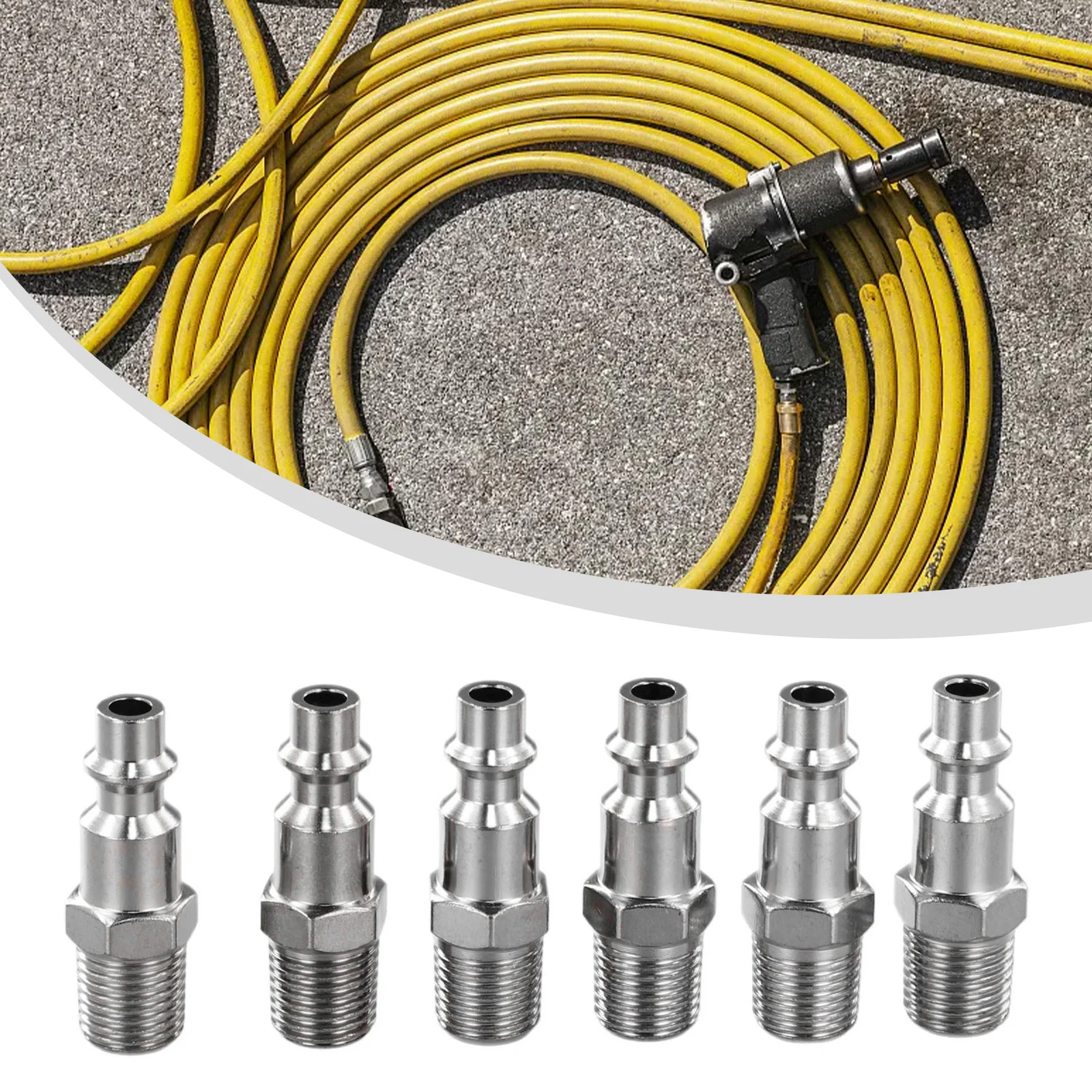 

Brand New Quick Connector Accessories Silver 1/4Inch 6Pcs Air Hose Fitting Connector For Air Hose NPT Male Threads