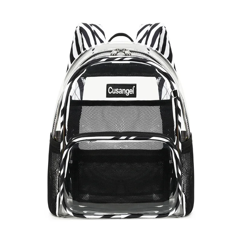 

12 Inches Leopard Clear Book Bags Transparent Backpack TPU Material Waterproof Girls School Bag Fashion Daily Knapsack