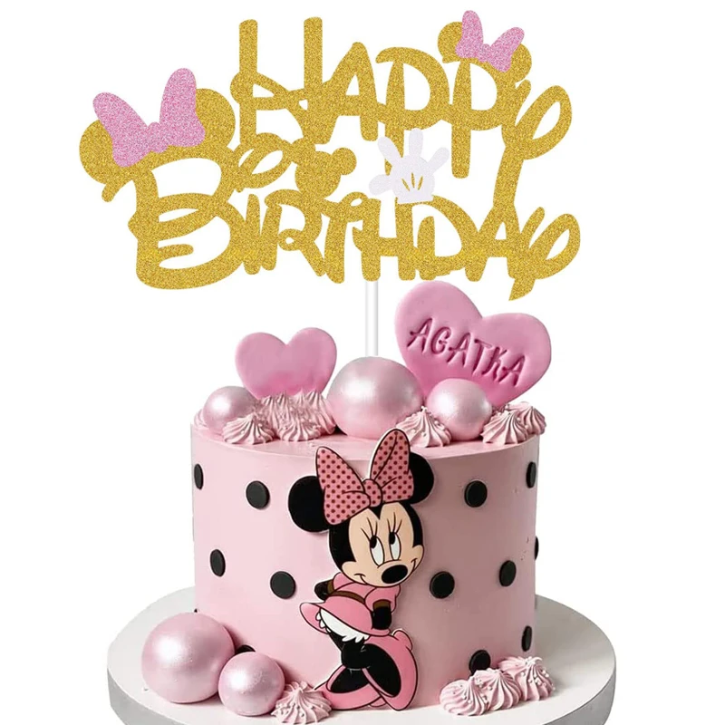 Disney Minnie Mouse Kuchendekorationen Minnie Party Kuchenaufsatz für Kindergeburtstag Party 1. Babyparty Kuchen Dekor Zubehör Geschenke