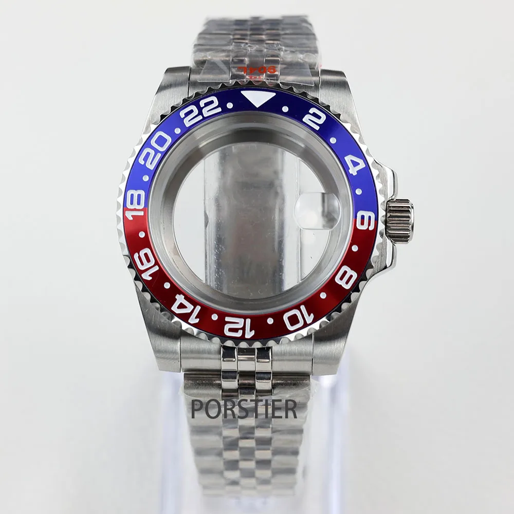 40mm Watch Case 904L Stainless steel Jubilee bracelet Sapphire Glass for Seiko NH34 NH35 /36 Movement GMT Yacht-Master Cases