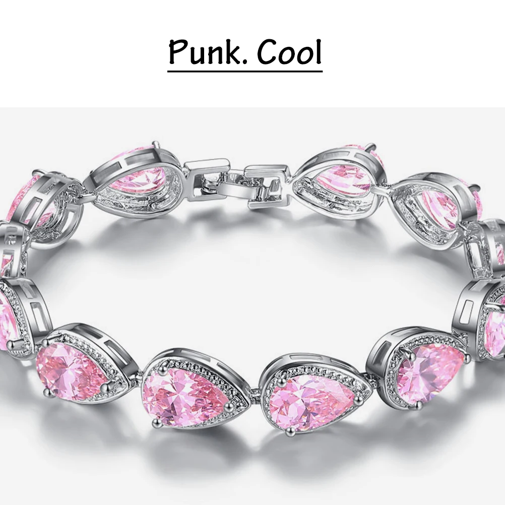 

Zircon Bracelet Fashionable Decorative Beautiful Elegant Birthday Bracelet for Lover Friend Family (Pink)