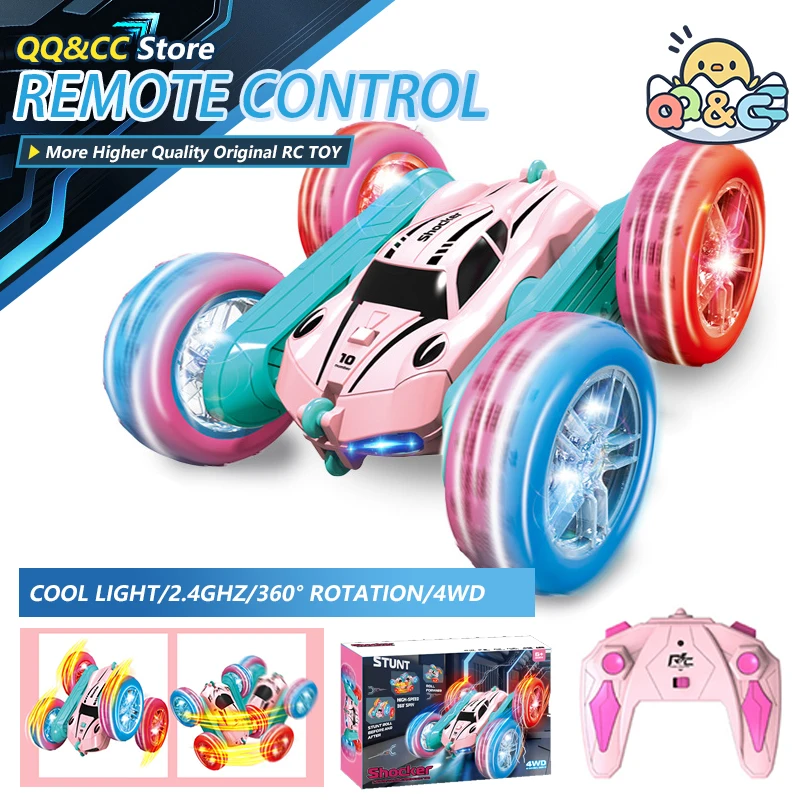 

Автомобиль с дистанционным управлением, двусторонний флип, вращающийся на 360° радиоуправляемый автомобиль с подсветкой, 2,4 ГГц, электрическая гоночная трюковая игрушечная машинка для мальчиков и девочек, подарки