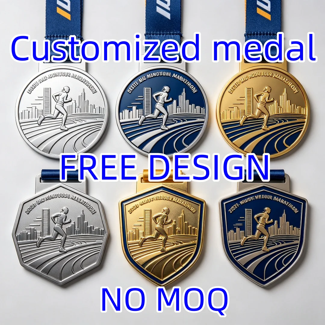 Wholesale Cheap Design Your Own Zinc Alloy 3D Gold Award Marathon Running Custom Metal Sport Medal