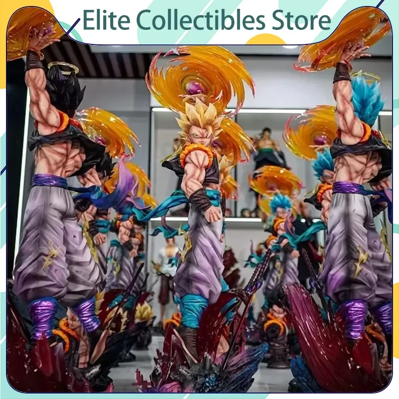 Dragon Ball Jt Statue Gogeta Anime Large Gk Resin Statue Three Replaceable Head Sculpts Collectible Model Desktop Decor Gift