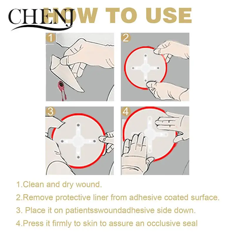 6Pcs Emergency Trauma Sticker Chest Seal Medical Chest Seal Vented First Aid Patch Wound Dressing Outdoor Safety Survival Tool