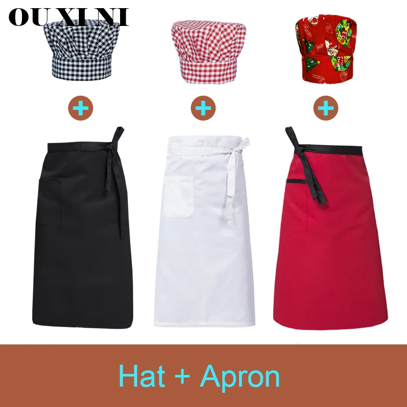 Ensemble de tabliers de Chef de noël, chapeau de Chef de Restaurant, chapeau de champignon, accessoire uniforme d'hôtel, Logo personnalisé