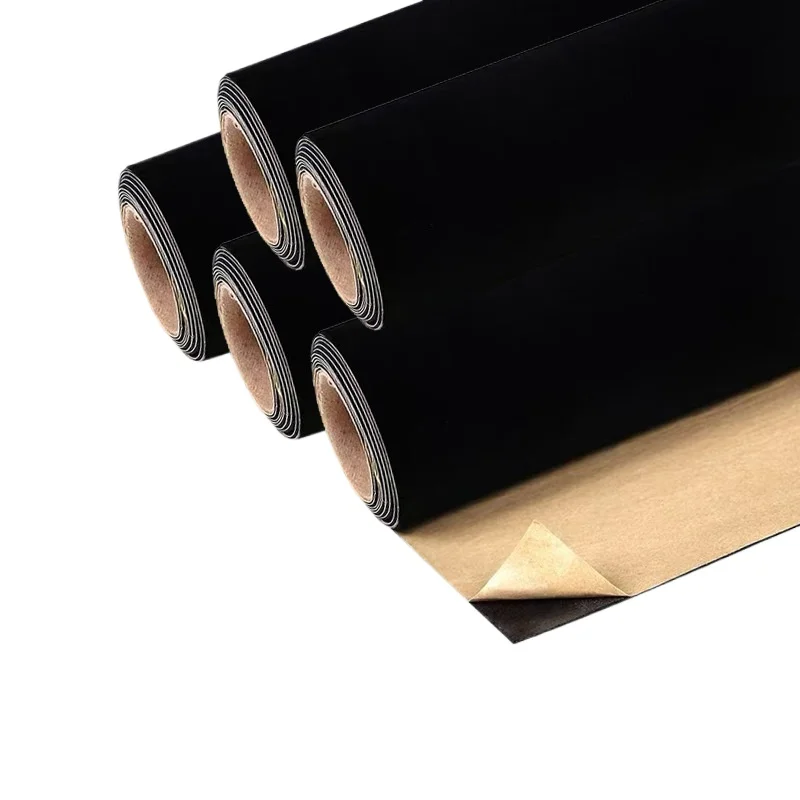 

1.2mm 30cm*5meters Black Color Self Adhesive Velvet Felt Fabric Flocking Liner Roll for DIY Crafts Decal Interior Decoration