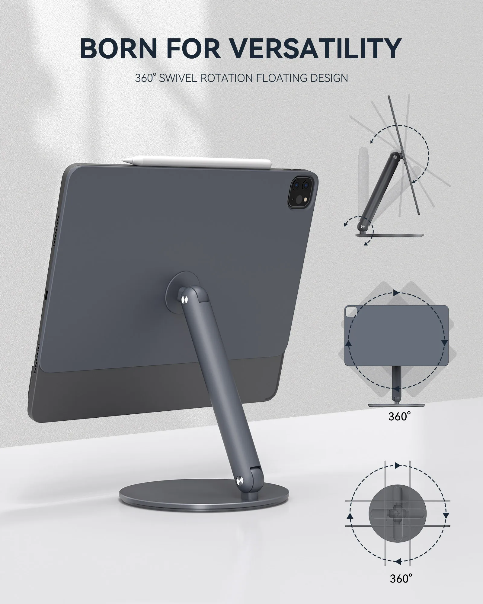 LULULOOK Magnetic Stand For iPad Pro,360° Rotation Base Adjustable Foldable Holder For iPad Pro 12.9/11 iPad Air 5/4th Bracket