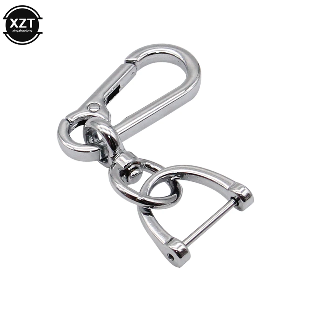 Anti-Lost Car Key Pendant Creative Simple Keychain Strong Carabiner Shape Stainless Steel Keyring Man Unisex Gift Auto Interior