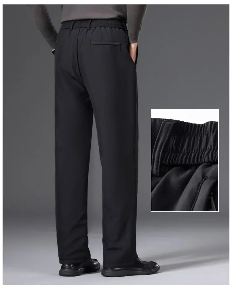 Herren Winter Fleece-gefütterte Anzughose Business Casual Locker Gerade Plus Size Formelle Anzughose Schwarz Blau Dicke Thermohose – Detail 13