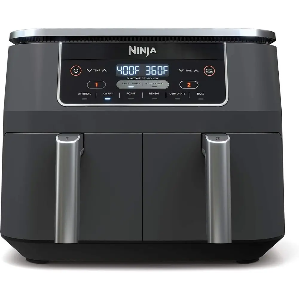 

DZ201 oodi 8 Quart 6-in-1 DualZone 2-Basket Air ryer with 2 Independent rying Baskets, Match Cook & Smart inish to Roast, Broil,