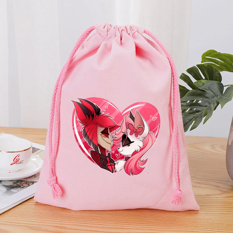 

Hazbins Hotel Series Dustproof Makeup Bags Cartoon Charlie Drawstring Bag Cute Women Data Cable Power Bank Storage Pouch Gifts