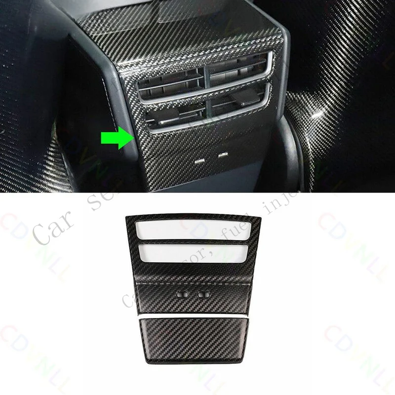 Q+ For Tesla Model X S 12-21 Dry Carbon Fiber Rear Seat Air Outlet Vent Frame Cover
