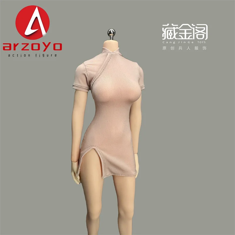 在庫あり 1/6 スケール高ストレッチチャイナハイスリットショートスカートドレス服モデルフィット 12 ''女性兵士アクションフィギュアボディ