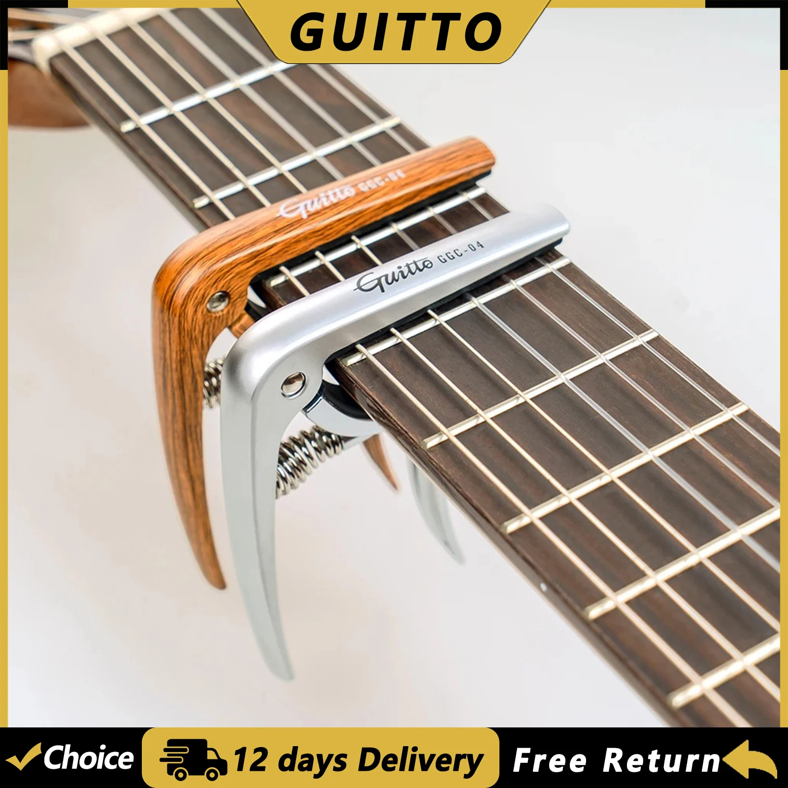 GUITTO GGC-04 Guitar Capo for Acoustic Classical Electric Guitar Ukulele Mandolin Zinc Alloy Tuning Clamp Guitar Accessories