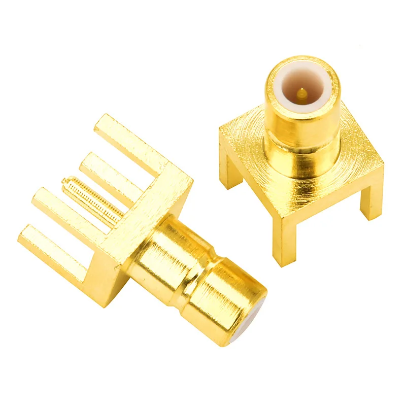 2PCS SMA-KE Offset Foot RF Antenna Base 1.7mm Pitch Right-Angle SMA Jack Female Thread with Inner Hole Pin PCB Mount Coaxial