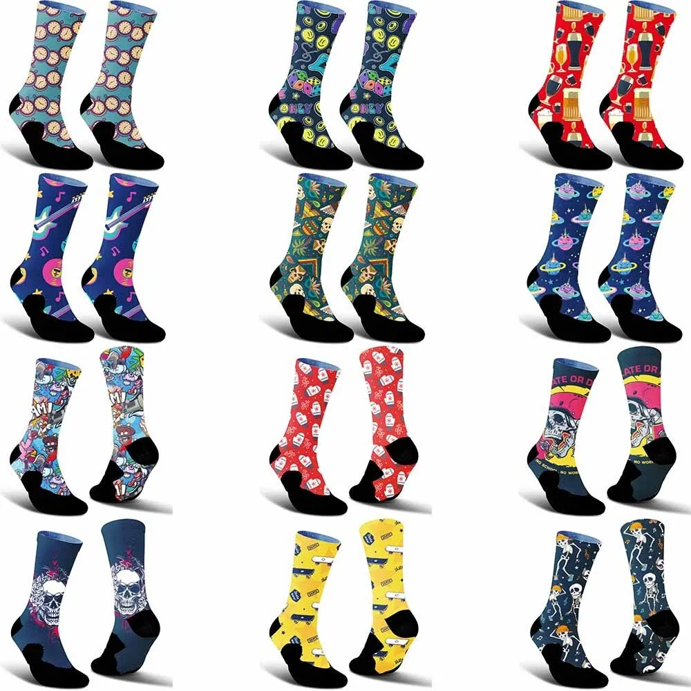 2025 New Guitar and Record Pattern Sports Cycling Socks,Fashionable Trend,unisex,Sweat Absorbing,Durable,Breathable,Bicycle Gift