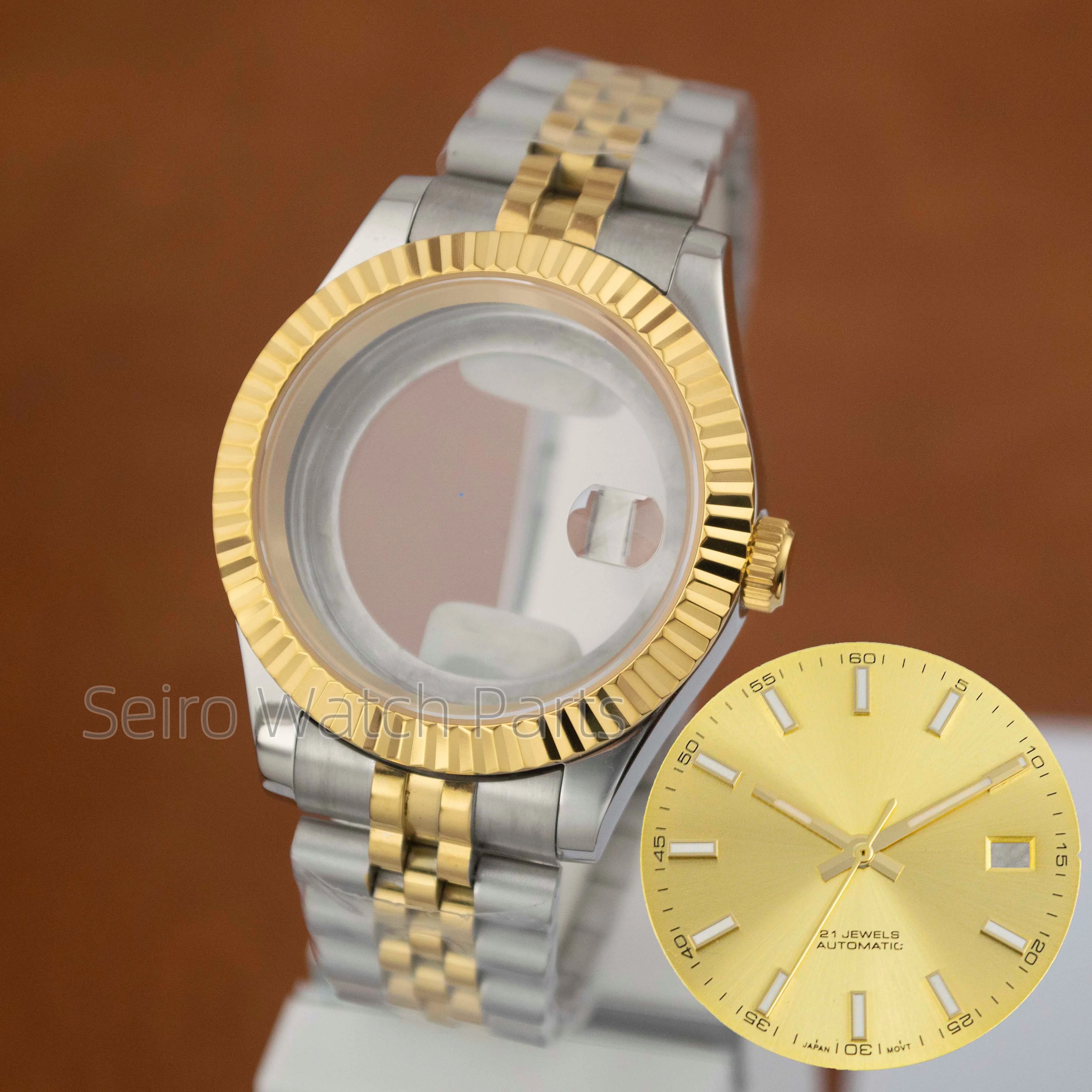 41mm Men NH35 Case Stainless Steel Bracelet Strap Sapphire Crystal 10ATM Waterproof for Datejust NH35 NH36 Movement 31mm Dial