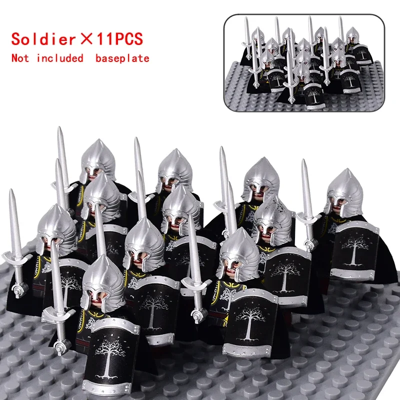 MOC Medieval Dwarf Warrior Elves Knights lotr Figures Building Blocks Accessories Armor Shield Weapon DIY Toys For Children gift