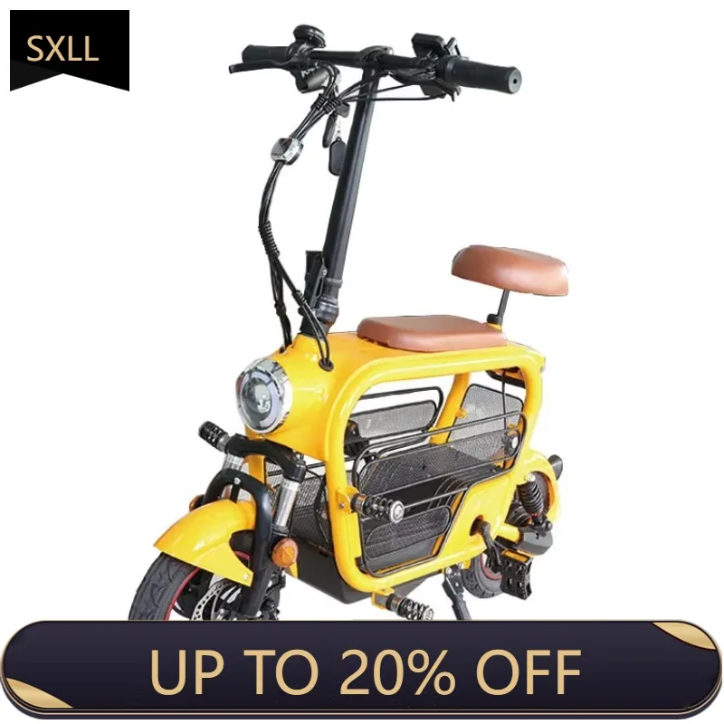 

SXLL Two-Seater Electric Scooter Bicycle City Bicycle Two-Wheel Mini Two-Seater Electric Bicycle Pet Car with Baby Seat Naked C