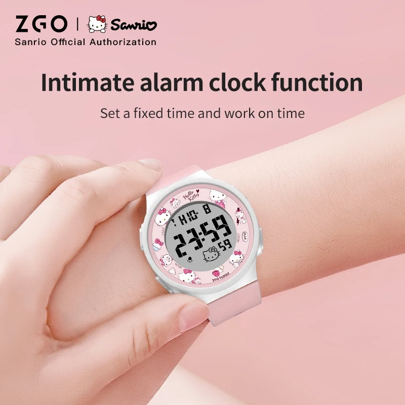 ZGO X Sanrio Hellokitty Jam Tangan Budak Perempuan Multifunction Waterproof Electronic Digital Watch Kids Girl Student Gift 8551