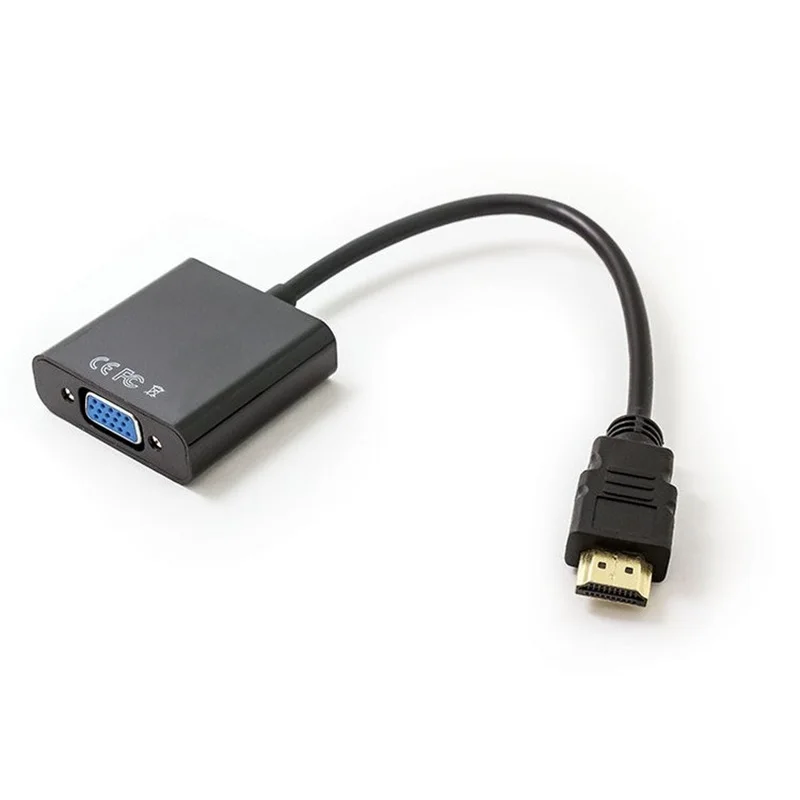 Conversor de cabo HDMI para VGA, analógico digital, compatível com HDMI, macho para fêmea, adaptador para PC, laptop, tablet, 1080p