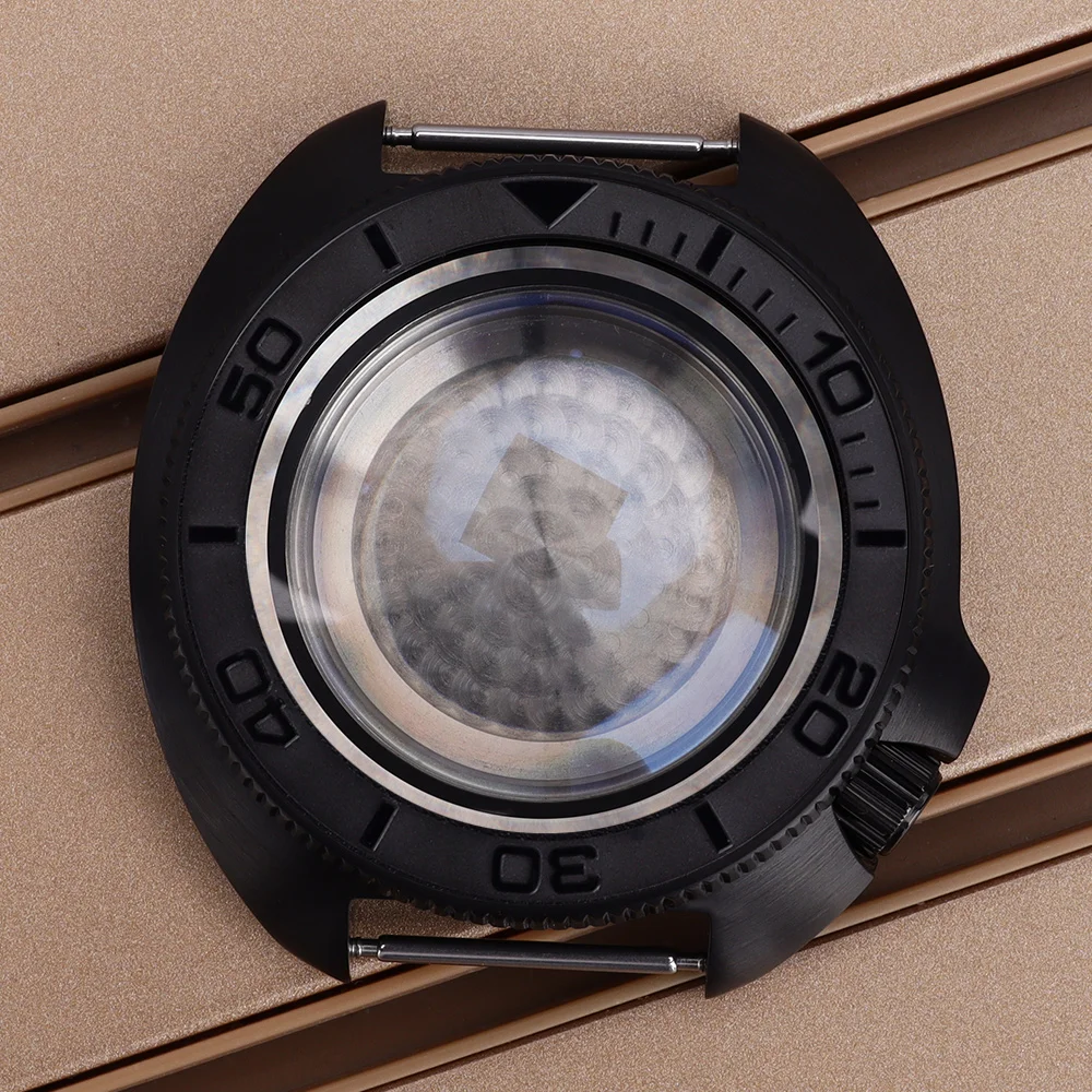 44mm Men's Diver Watch Case Sapphire Crystal For Mod Turtle Abalone 6105 NH35 NH36 NH38 Movement 28.5mm Dial With chapter Ring
