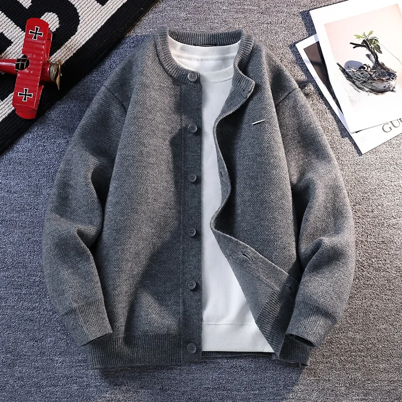 

Men's Open Cardigan Knitted Sweater Casual Style Stand Collar Jacket Loose Fit Autumn Winter New Fashion Brand Versatile Leis...