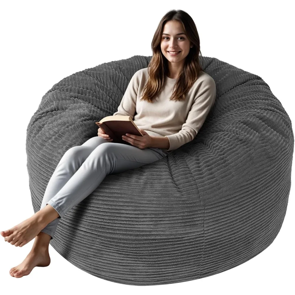 Bean Bag Chairs with Plush Microfiber Removable Cover, Giant Bean Bag Chairs with Memory Foam Big Sofa Bean Bag Chairs